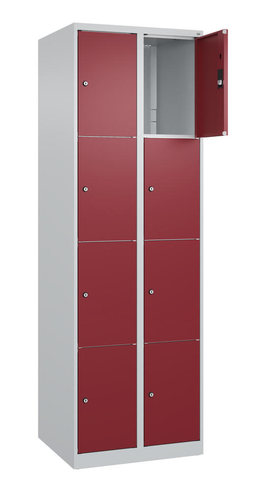 Schließfachschrank CLASSIC PLUS, bodenstehend | Rubinrot RAL 3003 | Bodenstehend | Lichtgrau RAL 7035 | 300 | 2 | 8