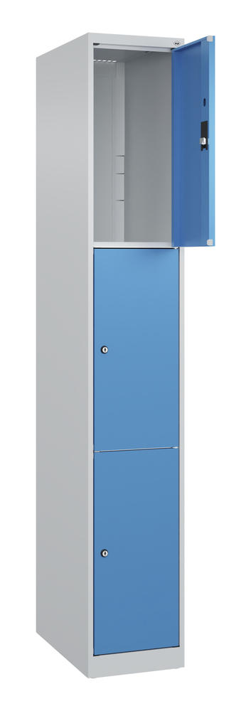 Schließfachschrank CLASSIC PLUS, bodenstehend | Lichtblau RAL 5012 | Bodenstehend | Lichtgrau RAL 7035 | 300 | 1 | 3