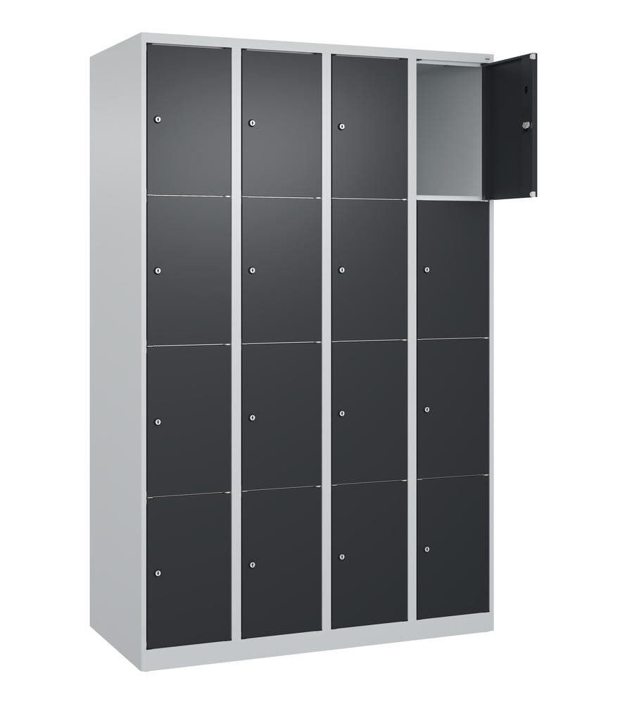 Schließfachschrank CLASSIC PLUS, bodenstehend | Schwarzgrau RAL 7021 | Bodenstehend | Lichtgrau RAL 7035 | 300 | 4 | 16