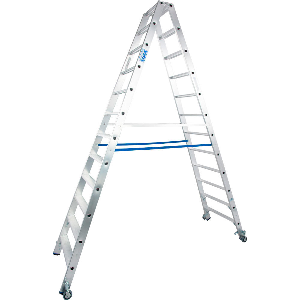 Stufen-Doppelleiter Stabilo fahrbar, 2 x 12 Stufen | 4340