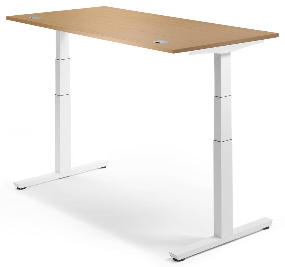 Höhenverstellbarer Schreibtisch PROFI MODUL | Nussdekor | 1600 | Weiß