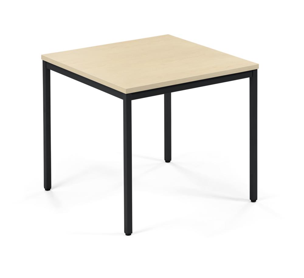 Konferenztisch MULTI MODUL | Ahorndekor | 800 | 800 | Tiefschwarz RAL 9005 | Quadrat
