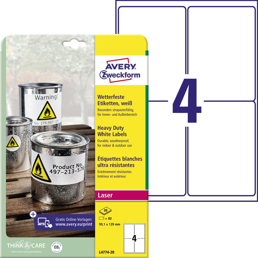 Avery Zweckform Folienetikett L4774-20 99,1x139mm