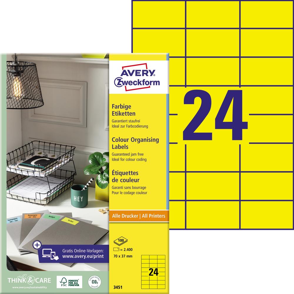 Avery Zweckform Universaletikett 3451 70x37mm gelb