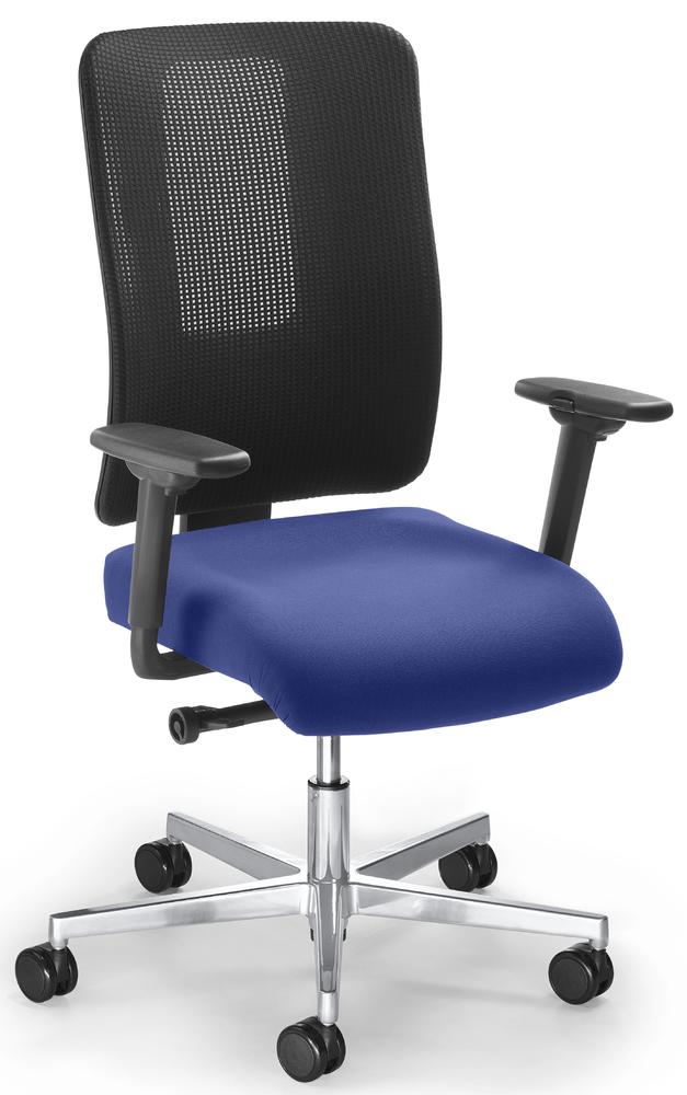 Bürdrehstuhl SITNESS 100 inkl. Armlehnen | Schwarz/Blau | Stoffsitz mit Netzrücken