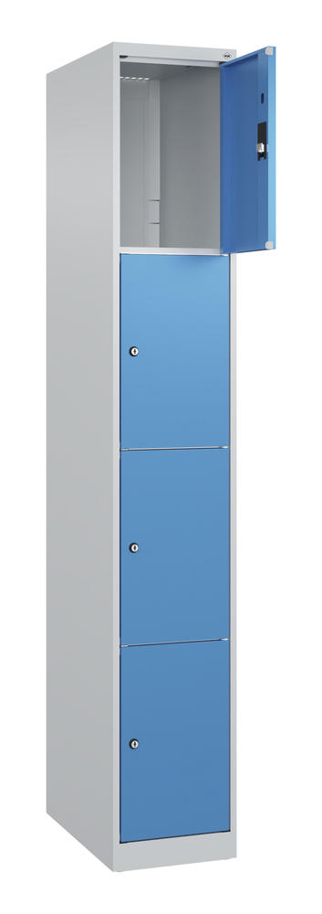 Schließfachschrank CLASSIC PLUS, bodenstehend | Lichtblau RAL 5012 | Bodenstehend | Lichtgrau RAL 7035 | 300 | 1 | 4