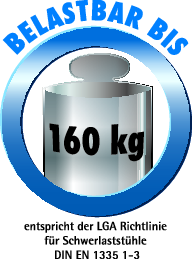 bei gleichmäßig verteilter Last bis 160 kg belastbar. 