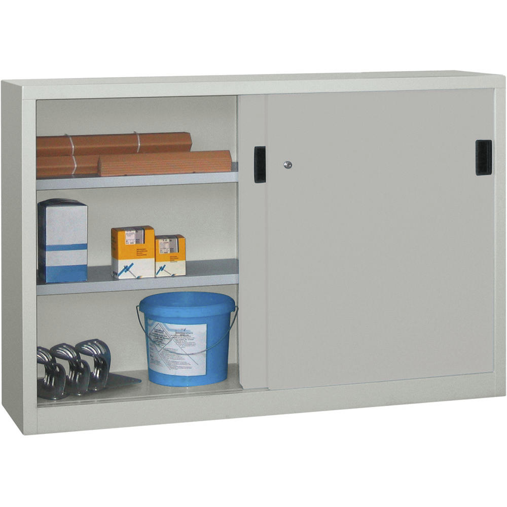 Schiebetüren-Stahlschrank SYSTEM FLEX | Lichtgrau RAL 7035 | 2000 | 400 | mit Stahltüren