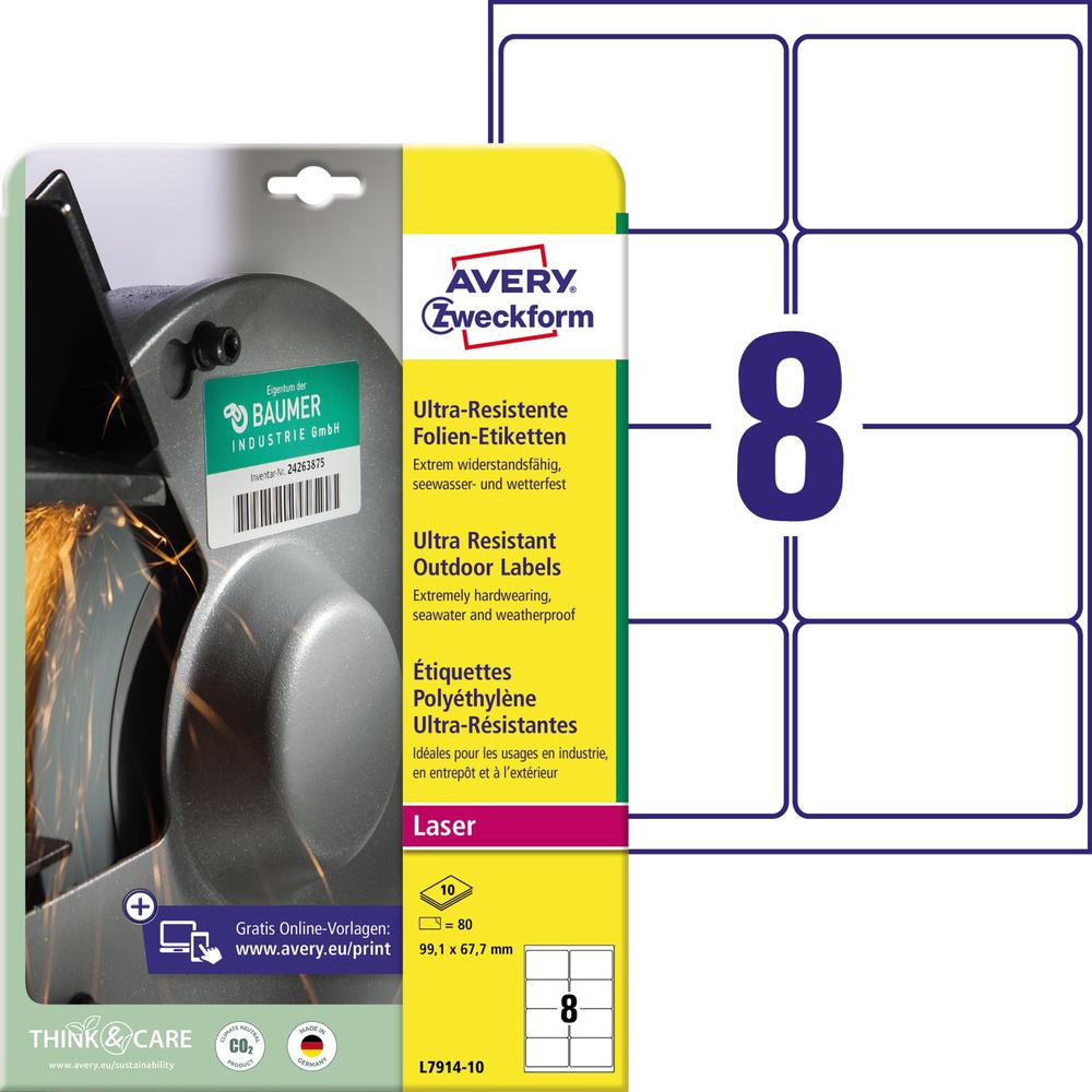 Avery Zweckform Folienetikett L7914-10 99,1x67,7mm