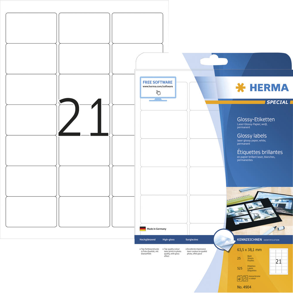 HERMA Etiketten SuperPrint Glossy 4904 63,5x38,1mm