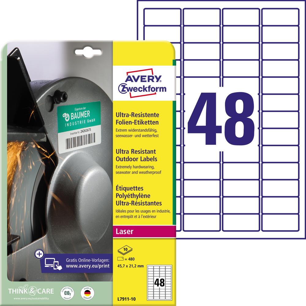Avery Zweckform Folienetikett L7911-10 45,7x21,2mm
