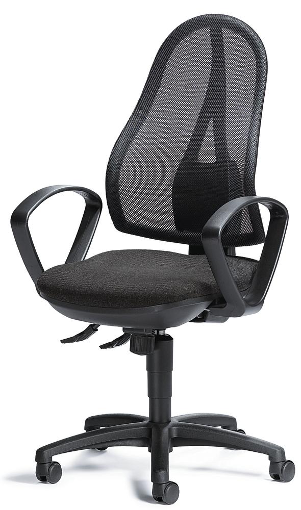 Bürostuhl COMFORT NET mit Armlehnen | Schwarz/Anthrazit | Schwarz | feste Armlehnen | Synchron-Mechanik