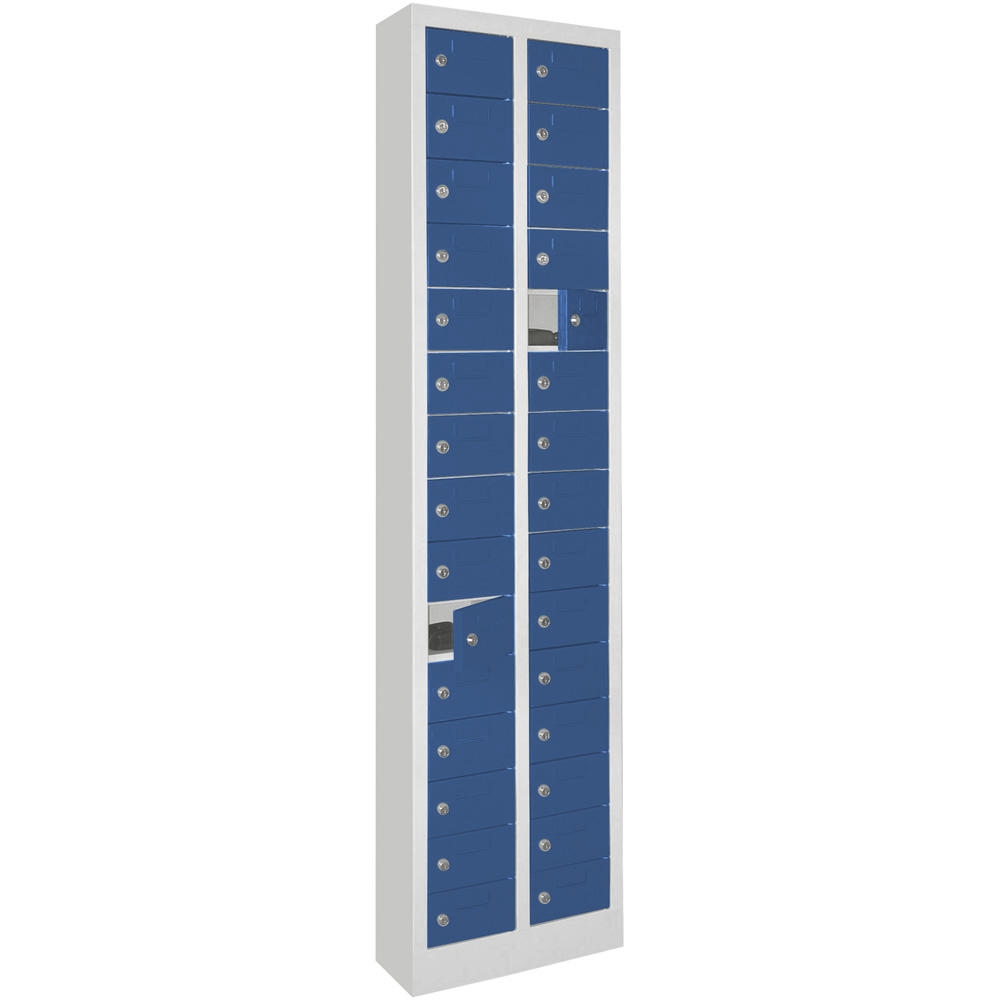 Kleinfachschrank 2 x 15 Fächer | Enzianblau RAL 5010 | 1950 | mit Etikettenrahmen | 30