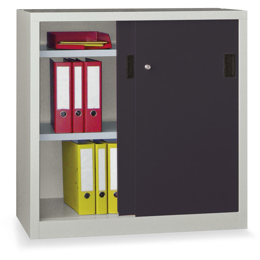 Schiebetüren-Stahlschrank SYSTEM FLEX | Anthrazitgrau RAL 7016 | 1000 | 400 | mit Stahltüren