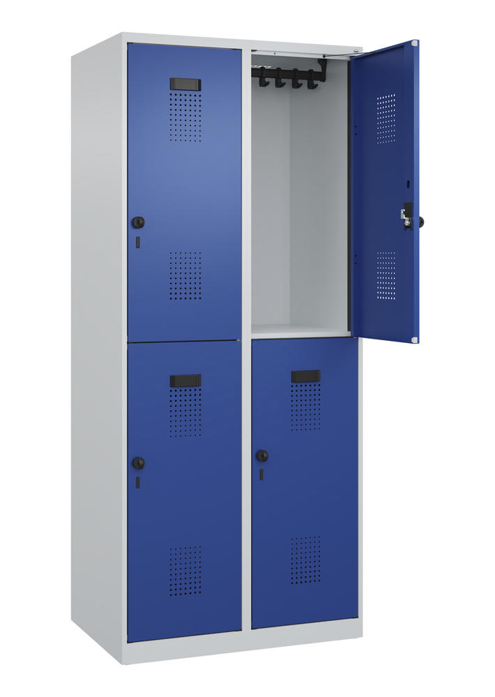 Doppelstöckiger Stahlspind EVOLO PLUS,bodenstehend | Enzianblau RAL 5010 | Bodenstehend | Lichtgrau RAL 7035 | 400 | 2