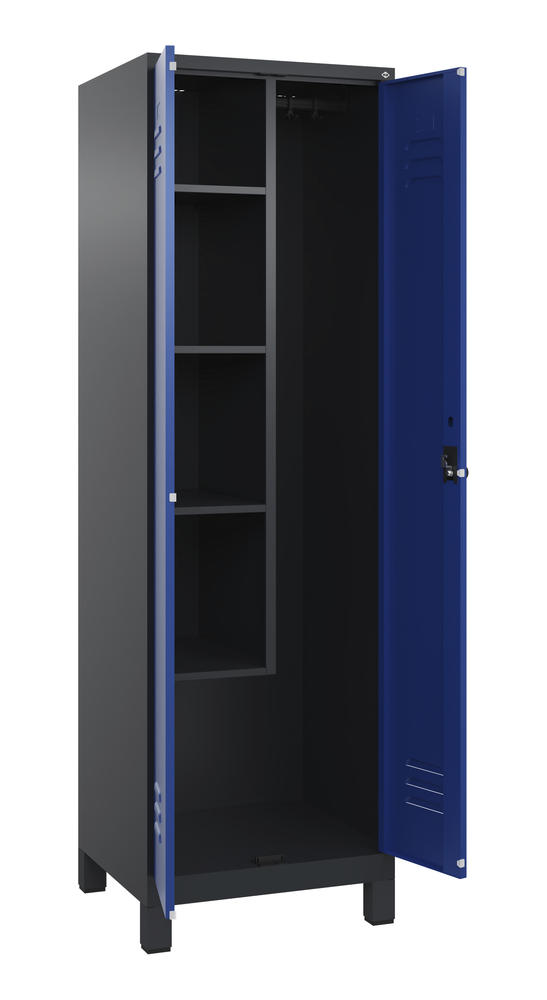 Putzmittelschrank, mit Füßen | Enzianblau RAL 5010 | mit Füßen | Schwarzgrau RAL 7021 | 300