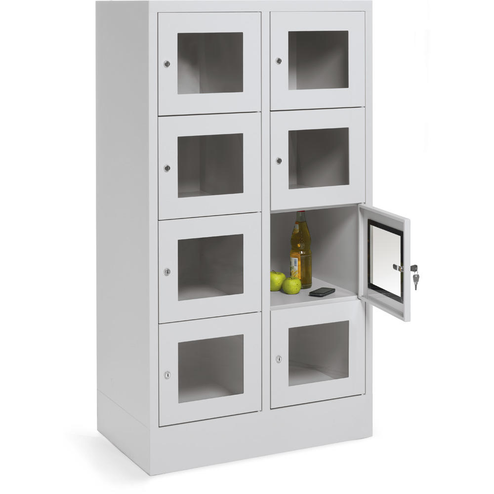 Schließfachschrank CLASSIC mit Sichtfenstertüren | Lichtgrau RAL 7035 | 400 | 2 | 8
