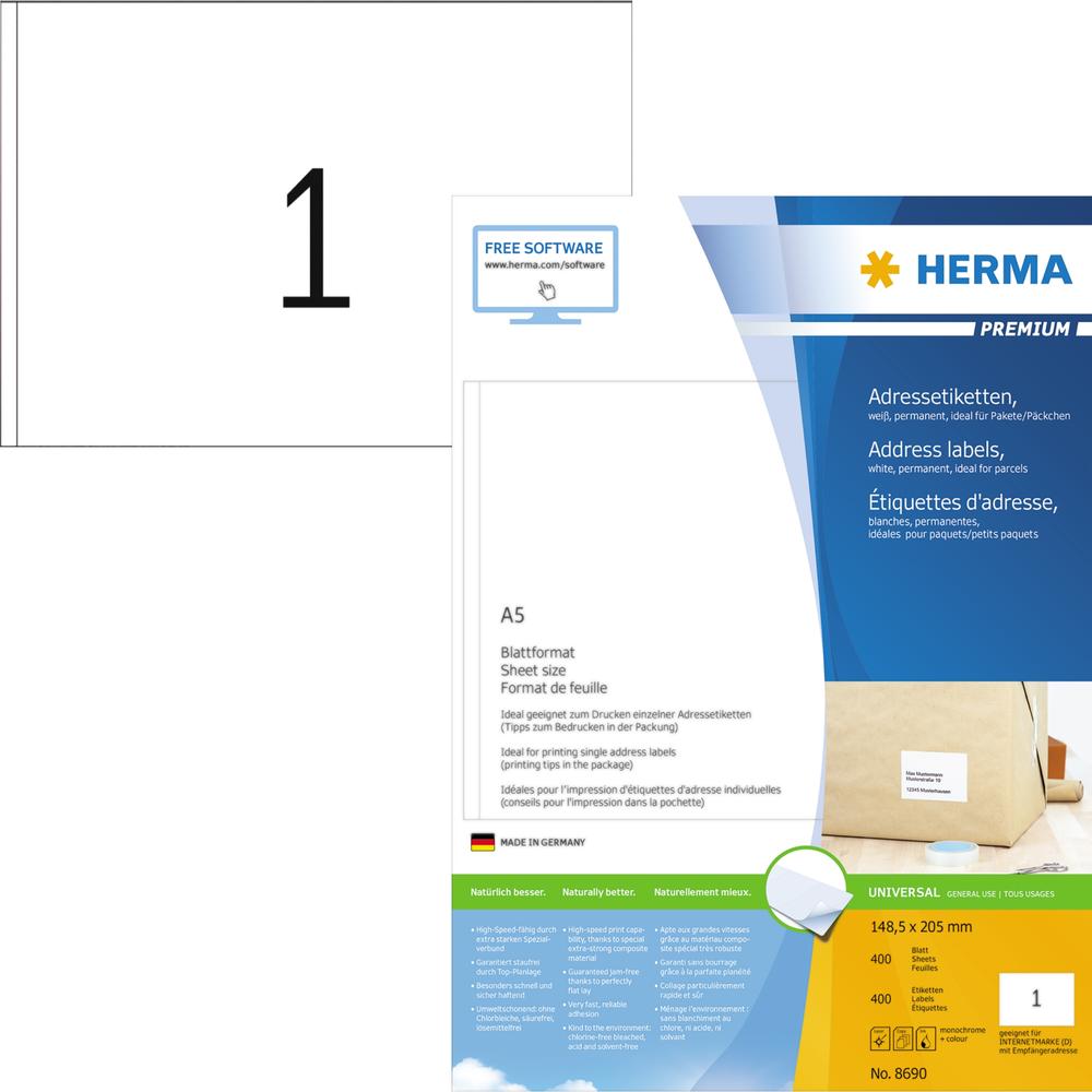 HERMA Adressetikett 8690 148,5x205mm weiß 400