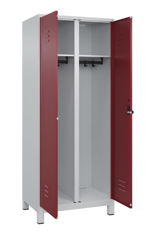 Arbeitsstättenspind CLASSIC PLUS, mit Füßen | Rubinrot RAL 3003 | mit Füßen | Lichtgrau RAL 7035 | 400 | 2