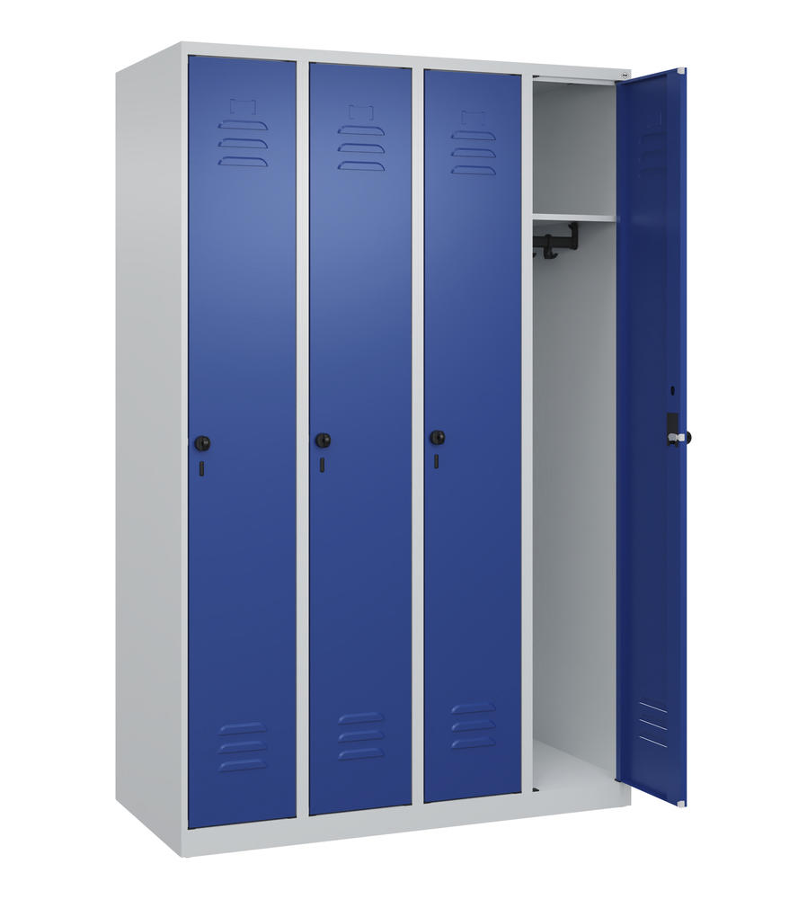 Garderoben-Stahlspind CLASSIC PLUS, bodenstehend | Enzianblau RAL 5010 | Bodenstehend | Lichtgrau RAL 7035 | 300 | 4