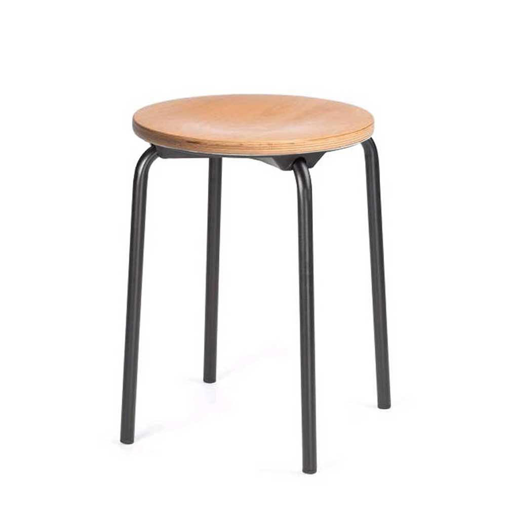 Stapelhocker A-TEC 60 | Buchedekor | Buchenschichtholz | Schwarz