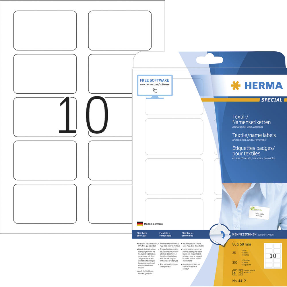 HERMA Namensetikett 4412 80x50mm weiß 250
