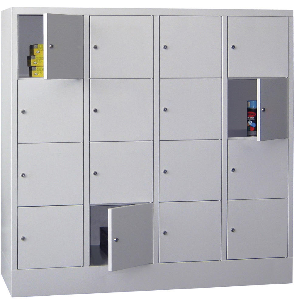 Schließfachschrank CLASSIC mit glatten Türen | Lichtgrau RAL 7035 | 400 | 4 | 16