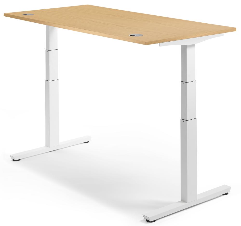 Höhenverstellbarer Schreibtisch COMFORT II PROFI MODUL | Buchedekor | 1600 | Weiß
