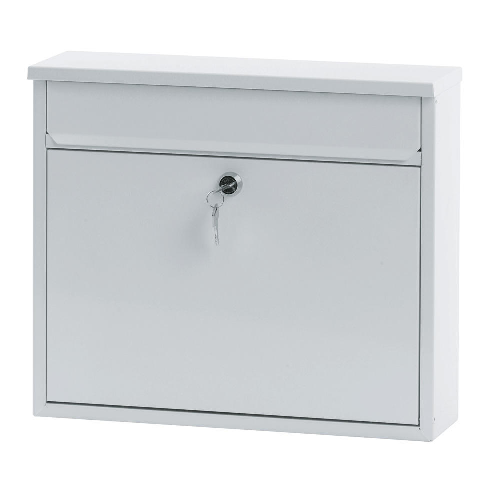 Wandbriefkasten Dresden, für Quereinwurf | Reinweiß RAL 9010 | Stahl