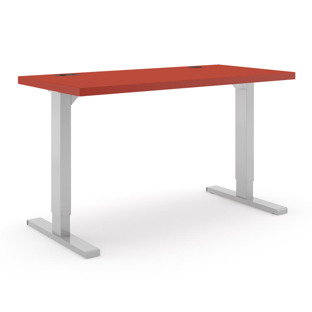 Höhenverstellbarer Schreibtisch Basic ELEMENTS | Rot | Alusilber