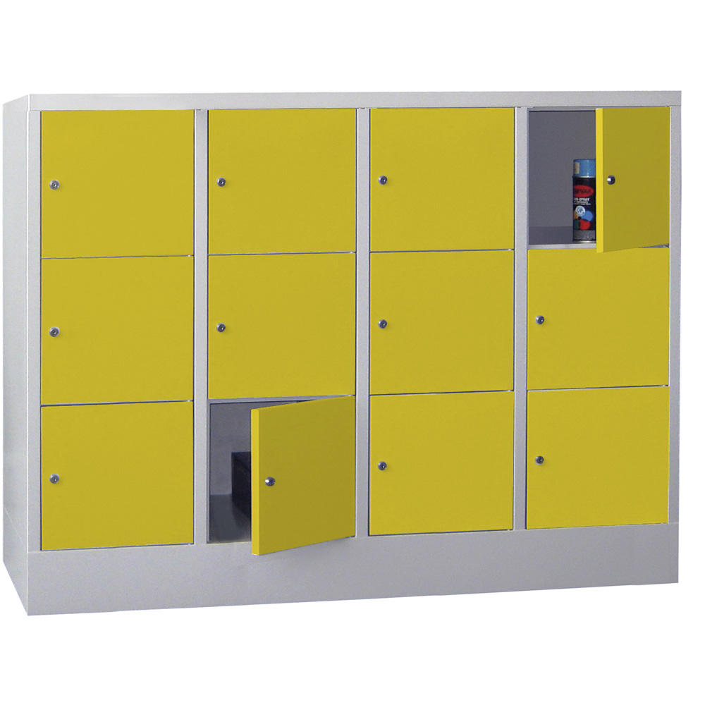 Schließfachschrank CLASSIC mit glatten Türen | Zinkgelb RAL 1018 | 400 | 4 | 12