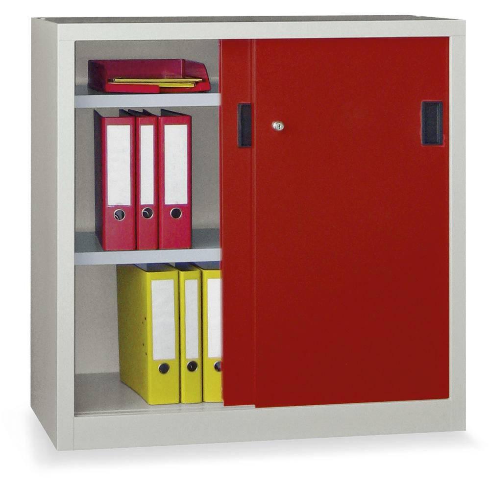 Schiebetüren-Stahlschrank SYSTEM FLEX | Rubinrot RAL 3003 | 1000 | 500 | mit Stahltüren