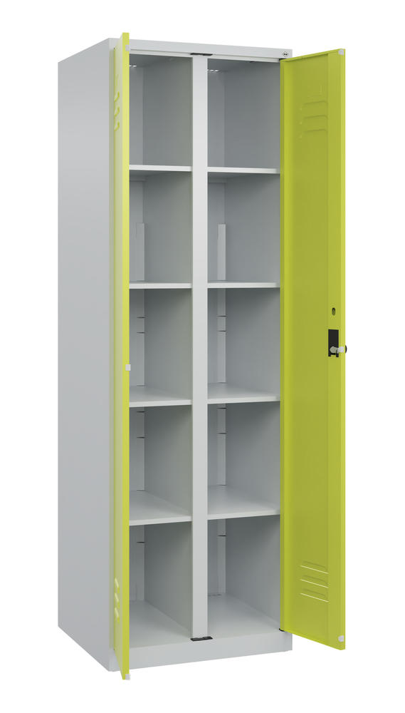 Material- und Lagerschrank, bodenstehend | Clowngrün RAL 1108060 | Bodenstehend | Lichtgrau RAL 7035 | 300