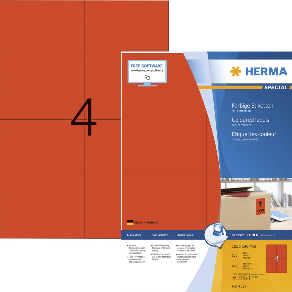 HERMA Etikett SPECIAL 4397 105x148mm rot 400