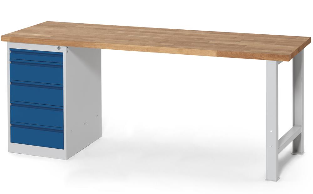 Werkbank-Angebot 5 WS PROFI SYSTEM, Höhe fix | 2000 | Buche-Massiv-Arbeitsplatte