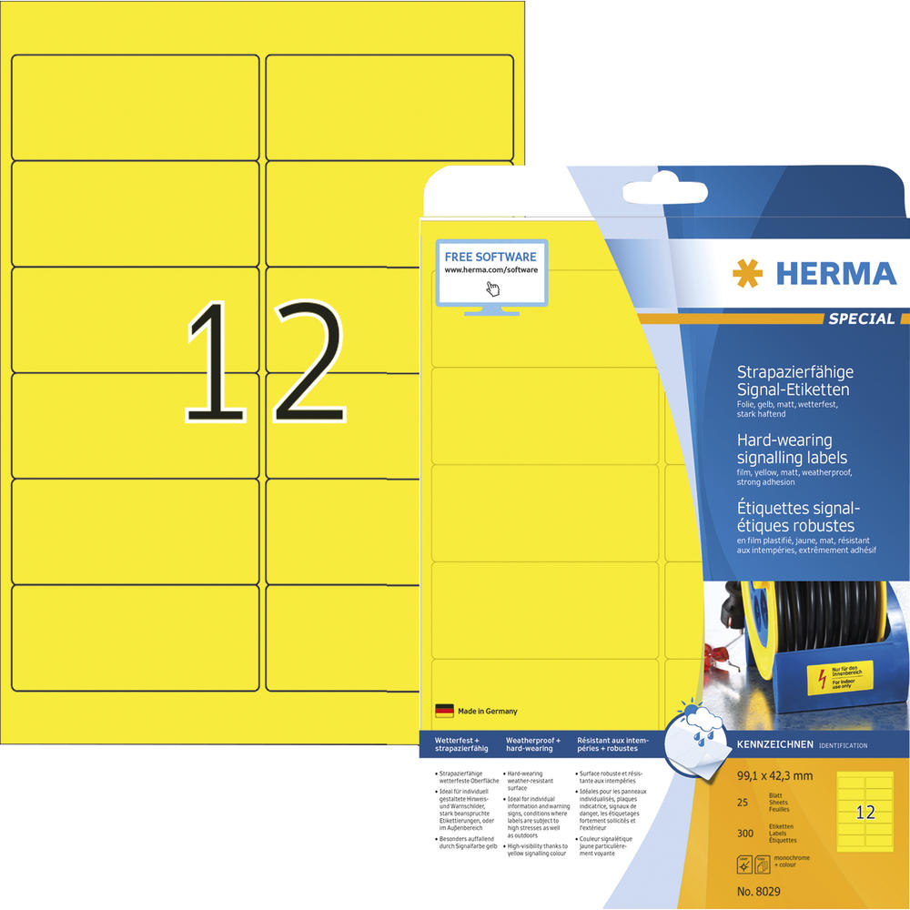HERMA Signaletikett 8029 99,1x42,3mm gelb 300