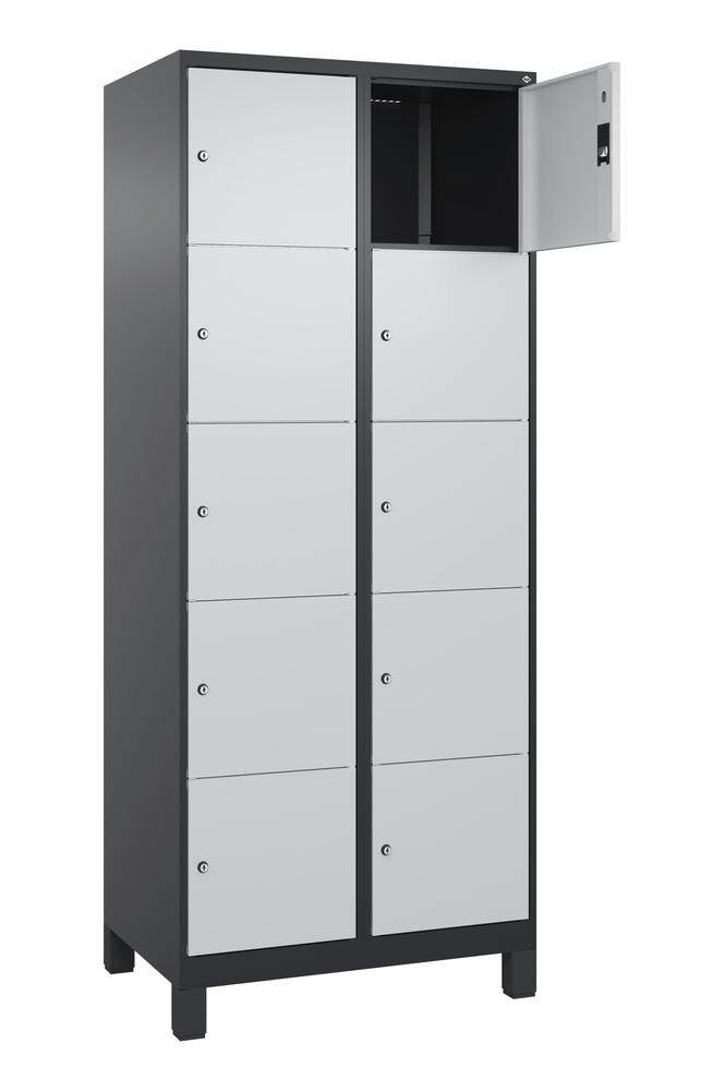 Schließfachschrank CLASSIC PLUS, mit Füßen | Lichtgrau RAL 7035 | mit Füßen | Schwarzgrau RAL 7021 | 400 | 2 | 10