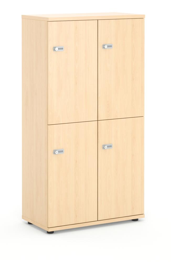 Schließfachschrank OFFICE-LINE, 8 Fächer, 4 Türen | Buchedekor | Melamin | ohne Posteinwurf | Buchedekor | Zylinderschloss mit Wechselzylinder