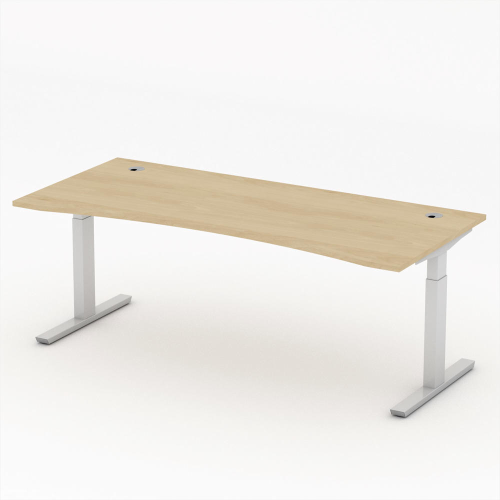Schreibtisch Cockpit T-Fuß PROFI MODUL | Buchedekor | 1800 | Alusilber