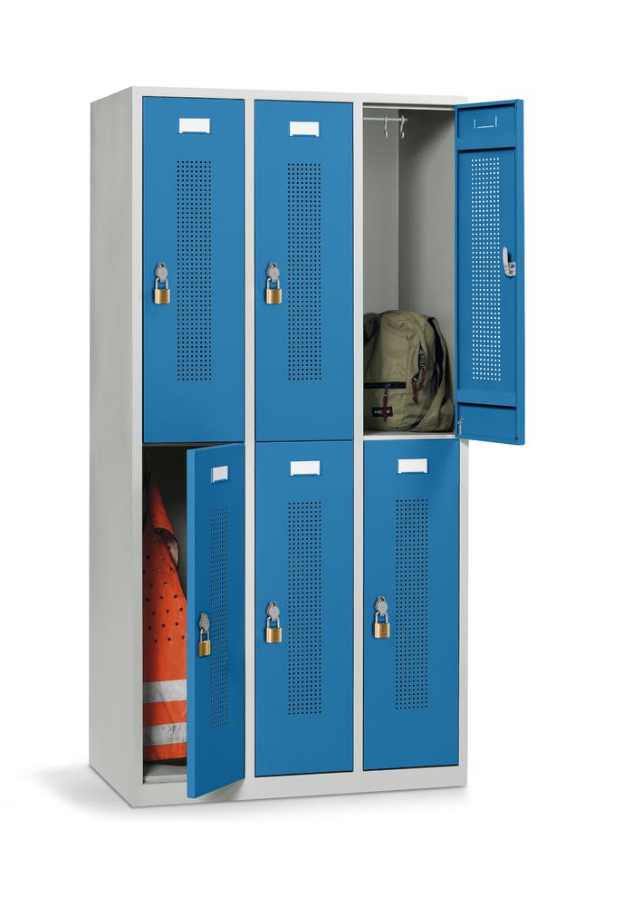 Doppelstöckiger Spind SYSTEM SP1 bodenstehend | Lichtblau RAL 5012 | Bodenstehend | Drehriegelverschluss