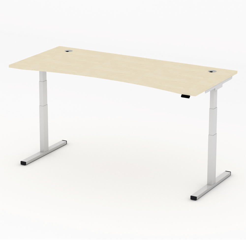 Höhenverstellbarer Schreibtisch MULTI MODUL-PRO | Ahorndekor | 2000 | Alusilber
