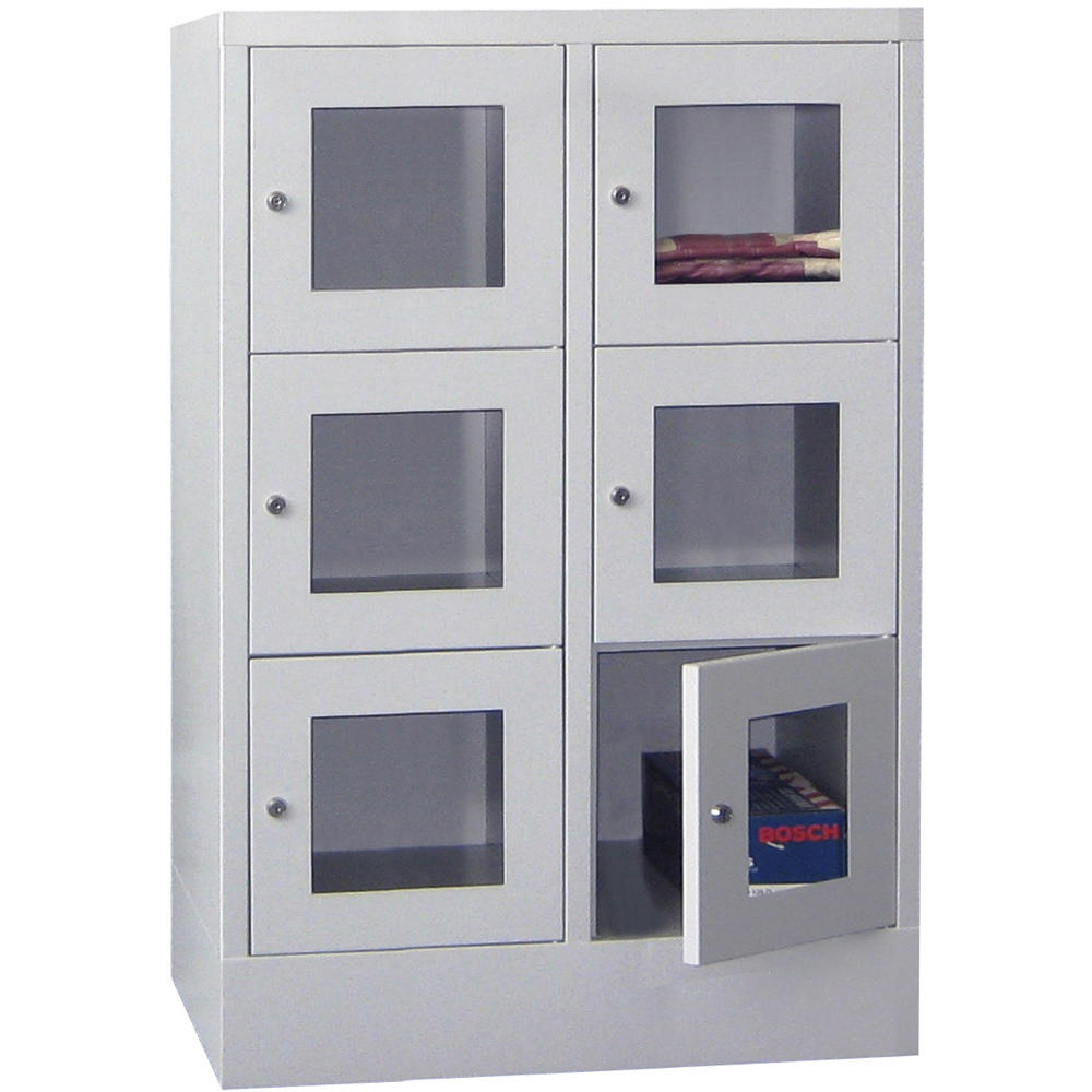 Schließfachschrank CLASSIC mit Sichtfenstertüren | Lichtgrau RAL 7035 | 400 | 2 | 6