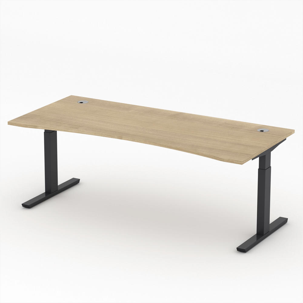 Schreibtisch Cockpit T-Fuß PROFI MODUL | Nussdekor | 1800 | Schwarz