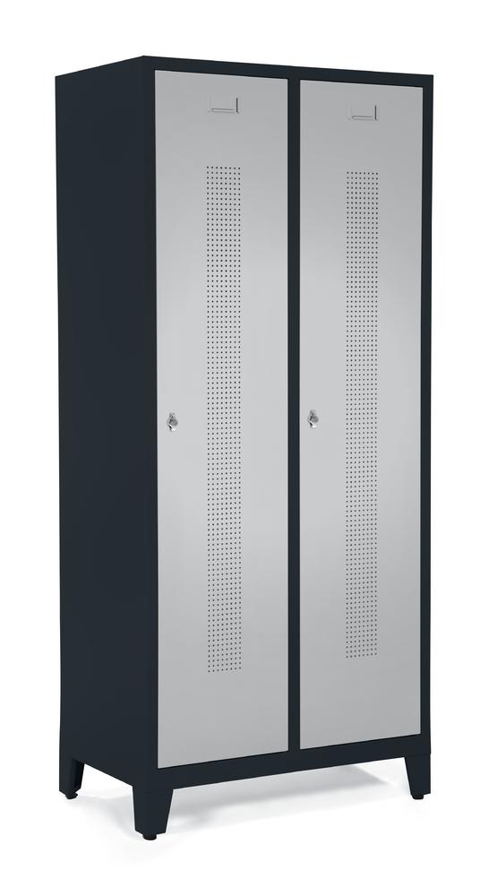 Garderobenspinde SYSTEM SP1 mit Füßen | Alusilber RAL 9006 | mit Füßen | 300 | Drehriegelverschluss