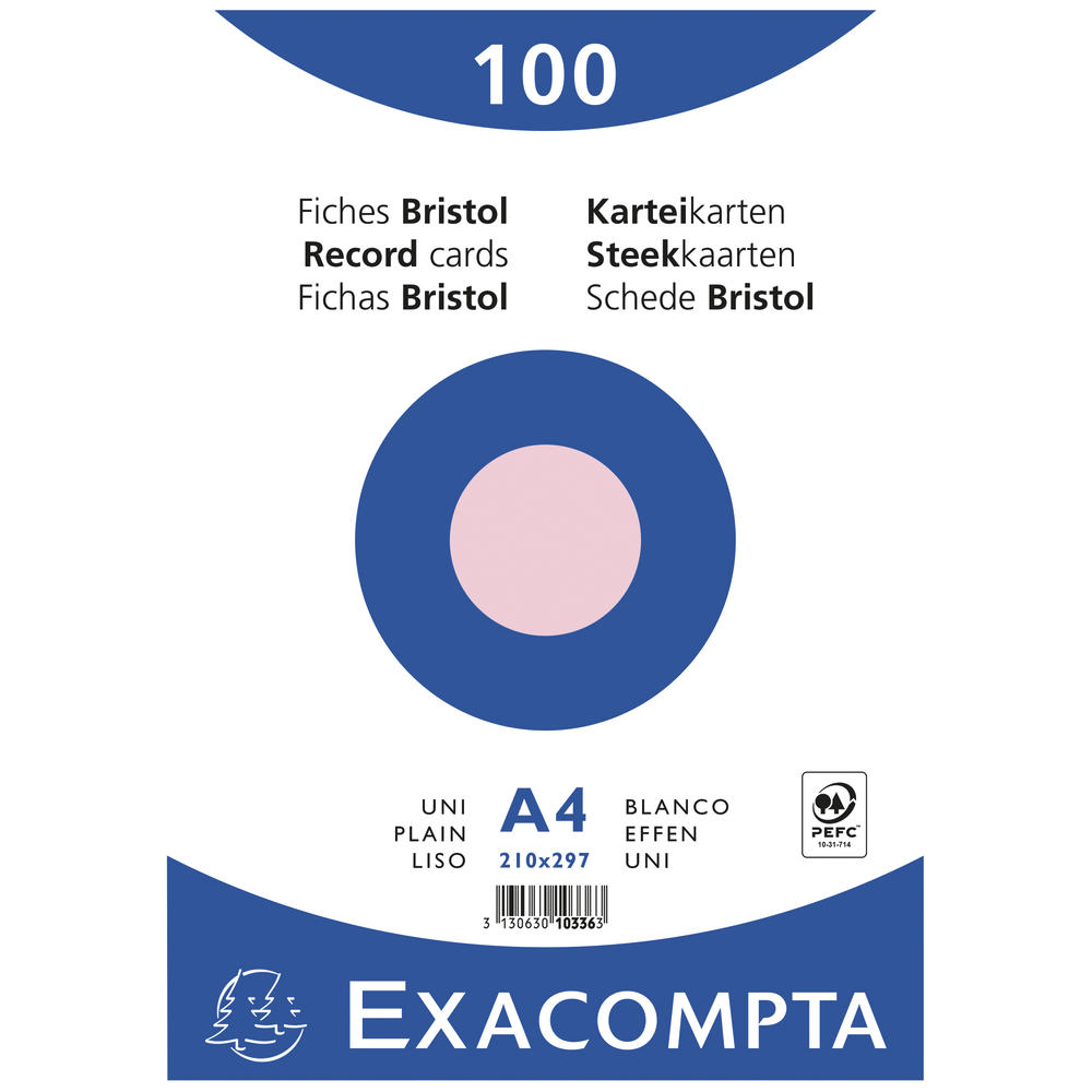 Exacompta Karteikarte 10336E DIN A4 blanko rosa