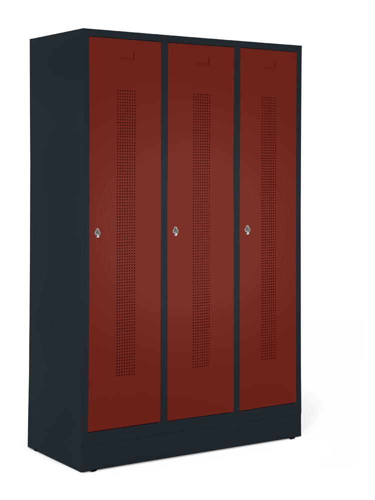 Garderobenspinde SYSTEM SP1 mit Sockel | Rubinrot RAL 3003 | mit Sockel | 400 | Drehriegelverschluss