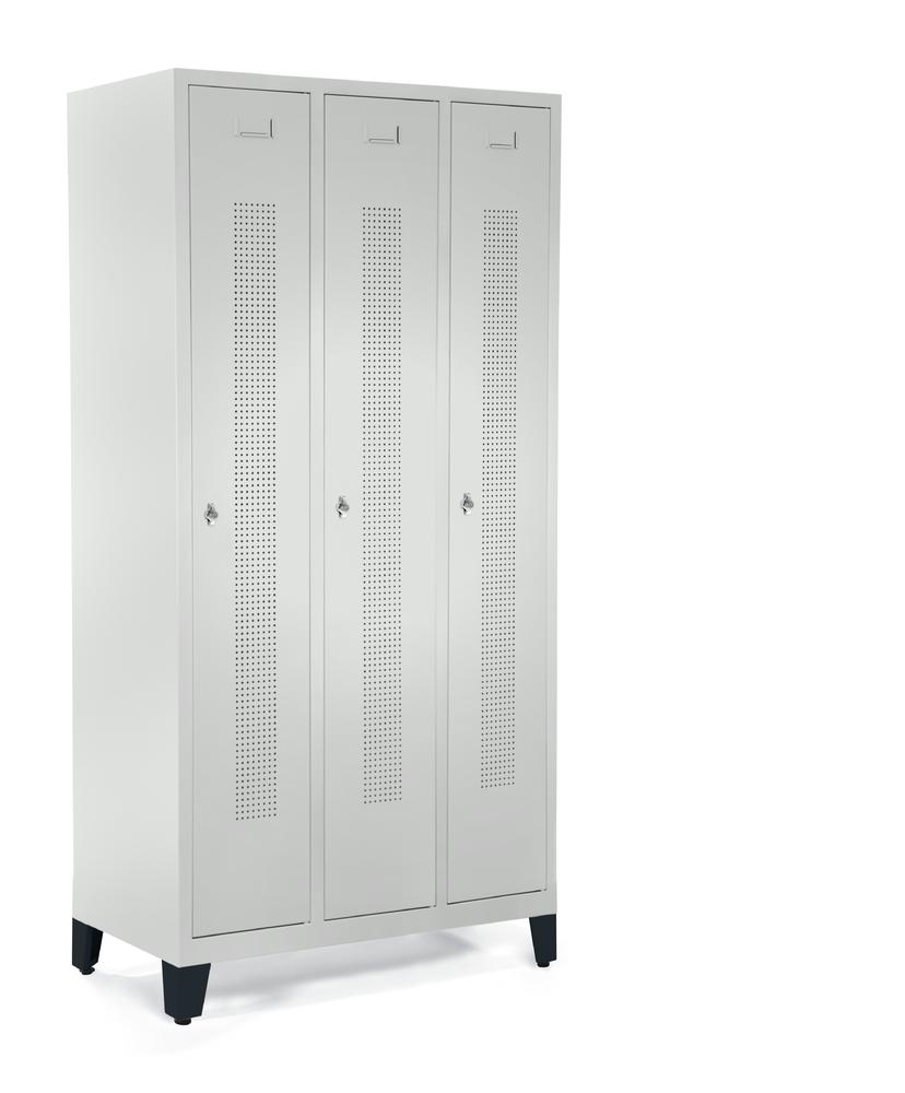 Garderobenspinde SYSTEM SP1 mit Füßen | Lichtgrau RAL 7035 | mit Füßen | 300 | Drehriegelverschluss