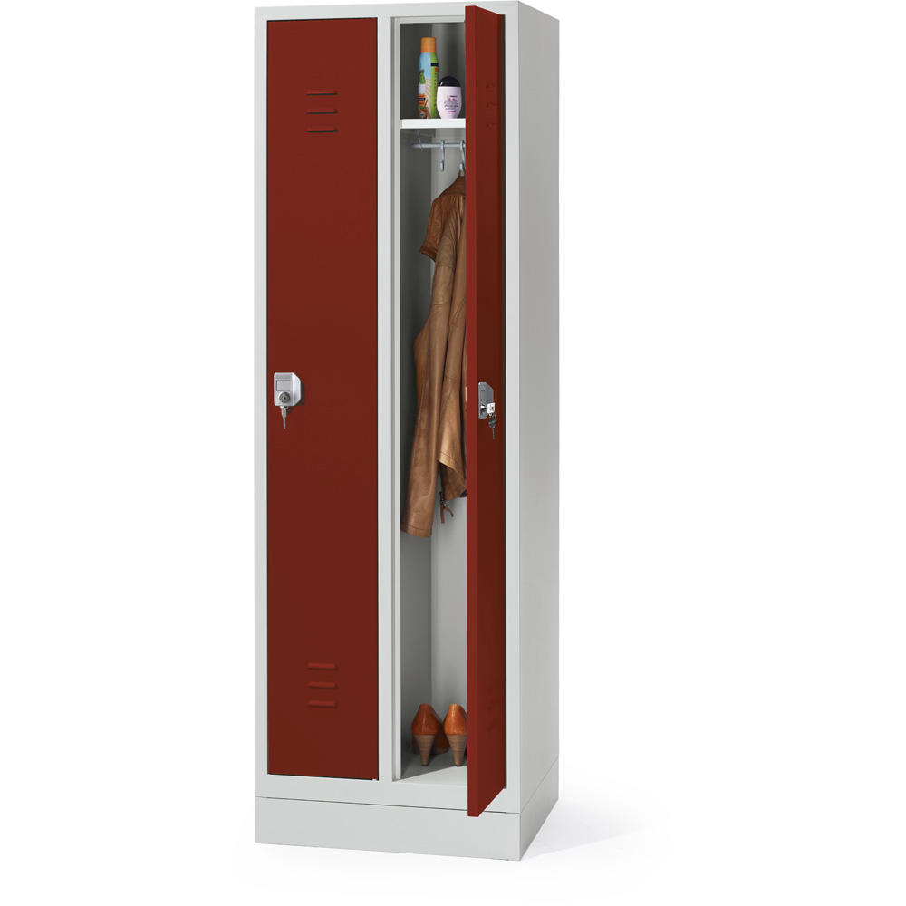 Garderoben-/Stahlspind SYSTEM SP 2 | Rubinrot RAL 3003 | mit Sockel | 300 | Zylinderschloss