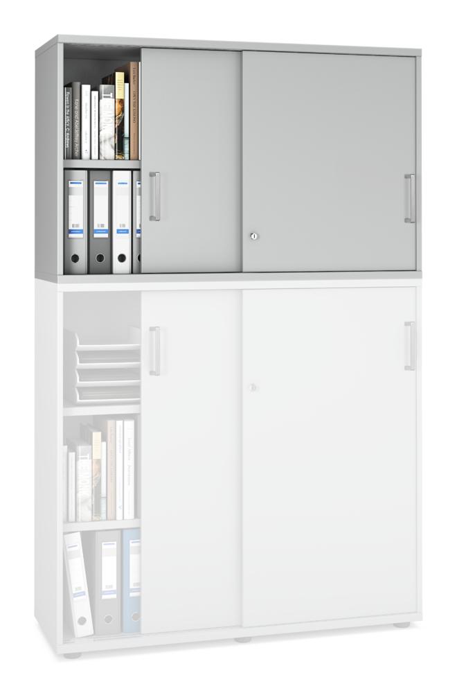 Schiebetüren-Aufsatzschrank MULTI MODUL-PRO | Lichtgrau | 1200 | 750 mm (2 OH)