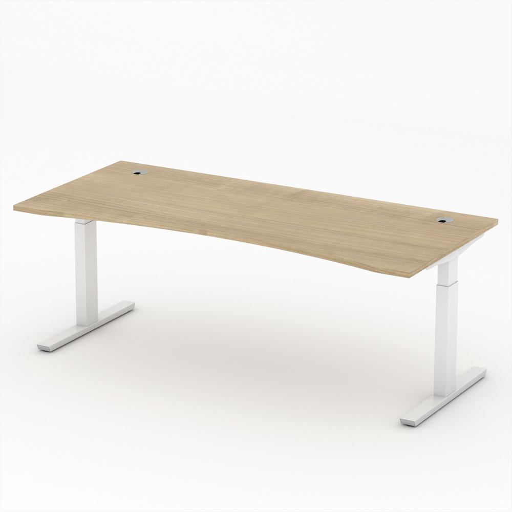 Schreibtisch Cockpit T-Fuß PROFI MODUL | Nussdekor | 1800 | Weiß